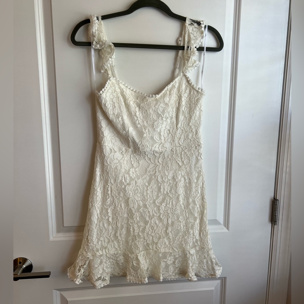 Lulus off-white mini embroidered dress.